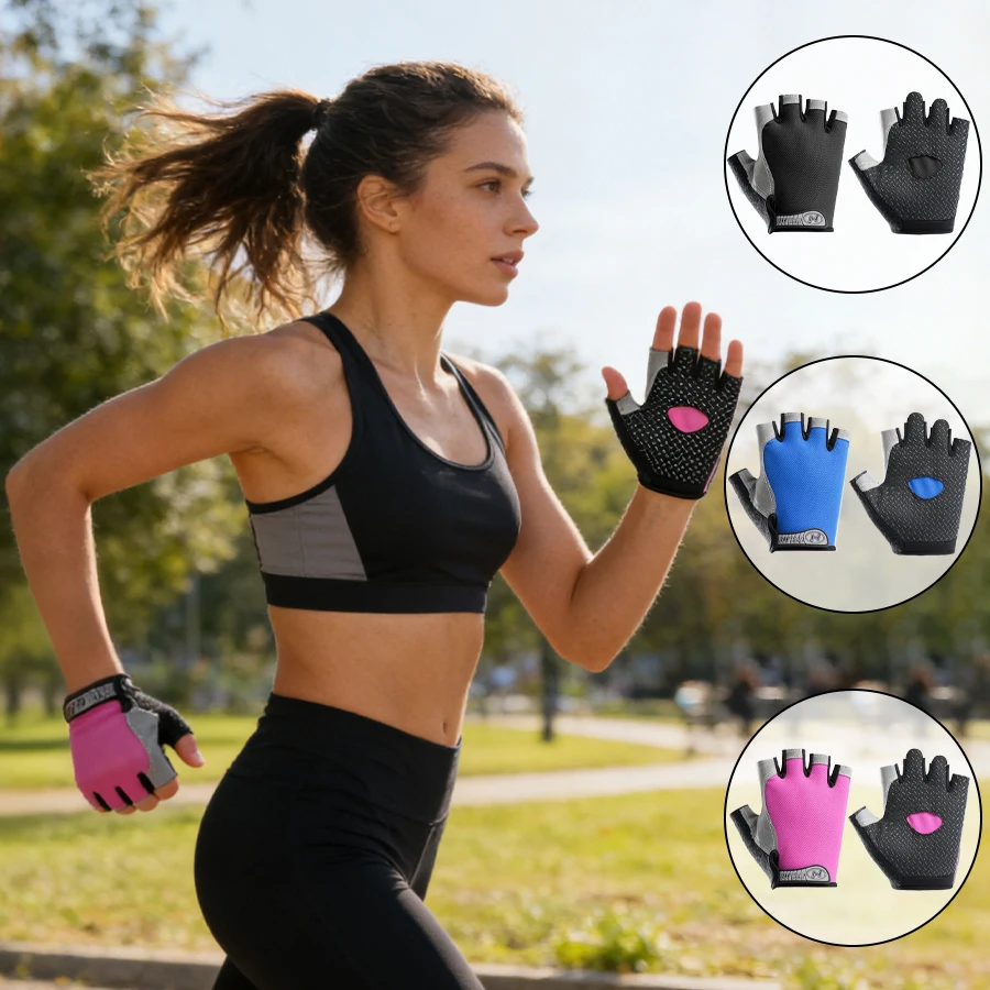 

A pair of men's and women's universal half-finger style breathable and anti-slip sports gloves, S-XL size suitable for various h