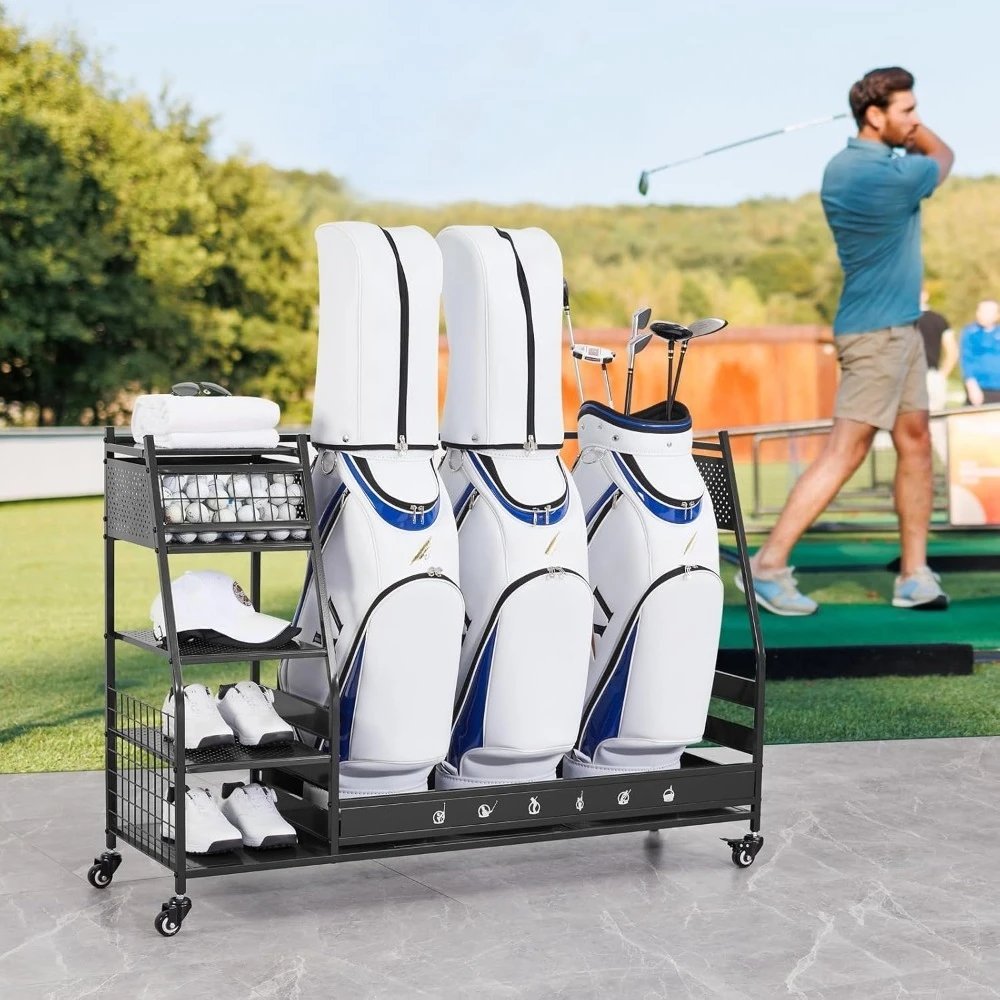 Golf Equipment Organizer For Garage - Rak Penyimpanan Tas Golf, Penyangga, dan