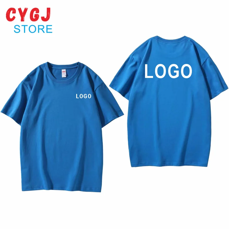 100% long-staple cotton solid color air-conditioning T-shirt casual breathable pure cotton clothes personalized custom LOGO