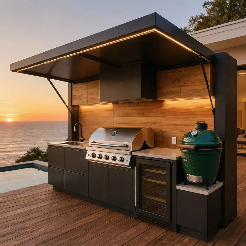 304 stainless steel outdoor kitchen cabinet built-in barbecue grill intelligent telescopic shed custom integrated suitable