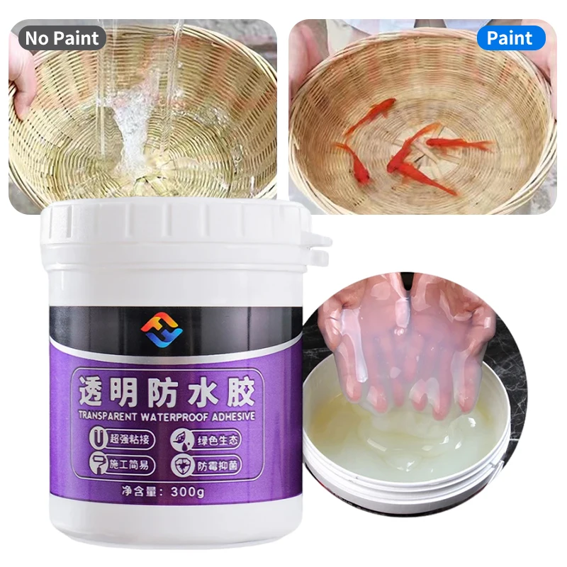 

300g Transparent Waterproof Sealant Adhesive Bathroom Floor Crack Sealing Mold Proof Coat for Exterior Walls Leak Proof Coating