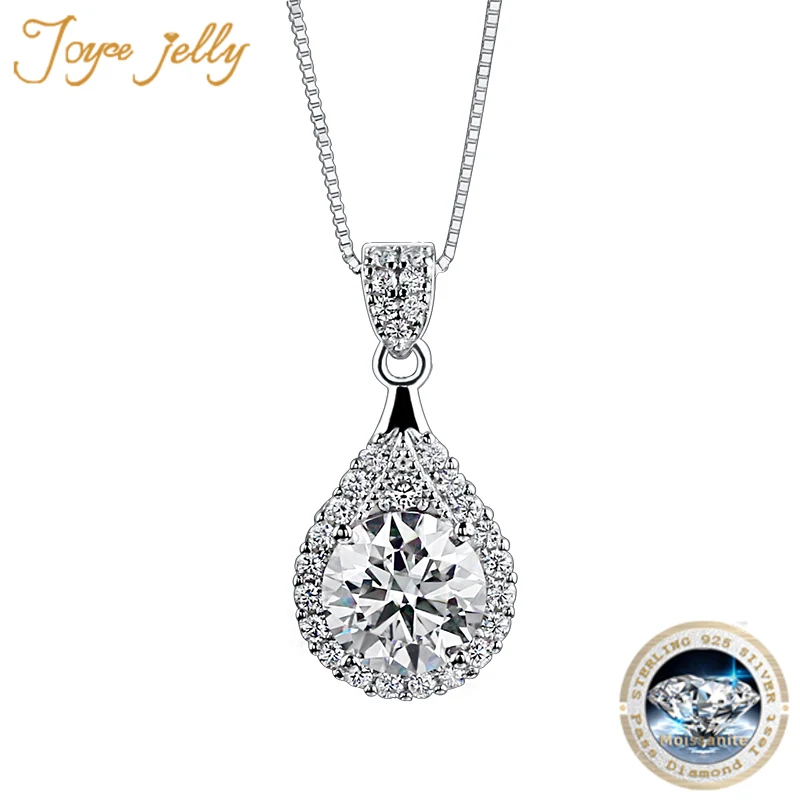 

JoyceJelly Sterling 925 Silver Necklace Pendant Round Cut 1.0ct D Color White Moissanite Pass Diamond Test Women Elegant Gift