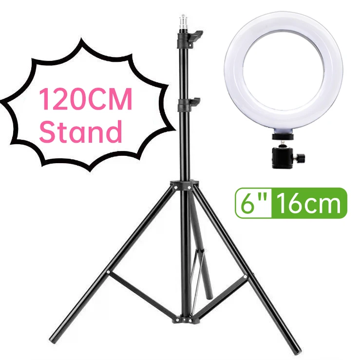 6" Photography Selfie Light 16CM LED Ring Light with Mobile Stand Support Tripod Ring Light for Live Video Streaming