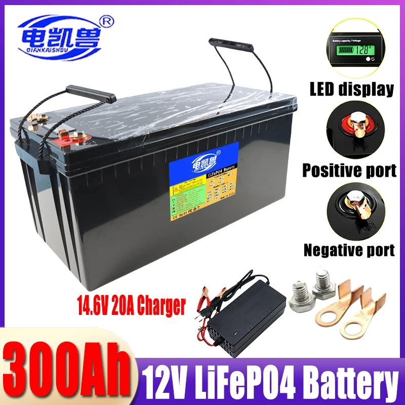 24V 12V 100Ah 200Ah 320Ah LiFePo4 Battery Built-in BMS Lithium Iron Phosphate Cells For Outdoor Camping Golf Cart Solar Storage