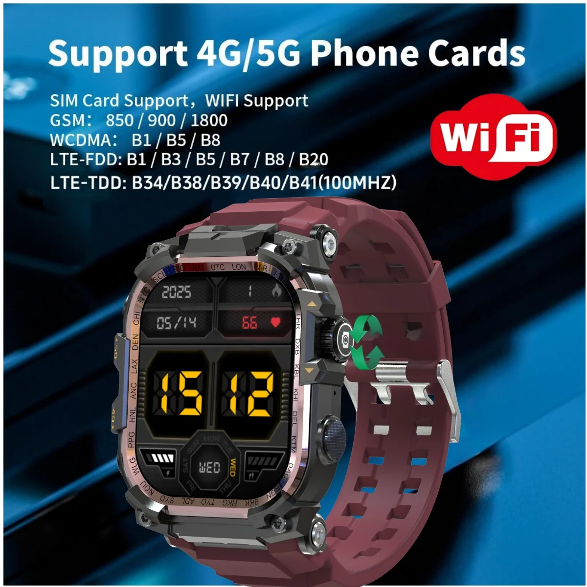 

Q888 Men's Smart Watch 4G SIM Full Network Android OS GPS WiFi 2.06-inch Rotating Camera 3GB RAM 32GB Storage Latest Model