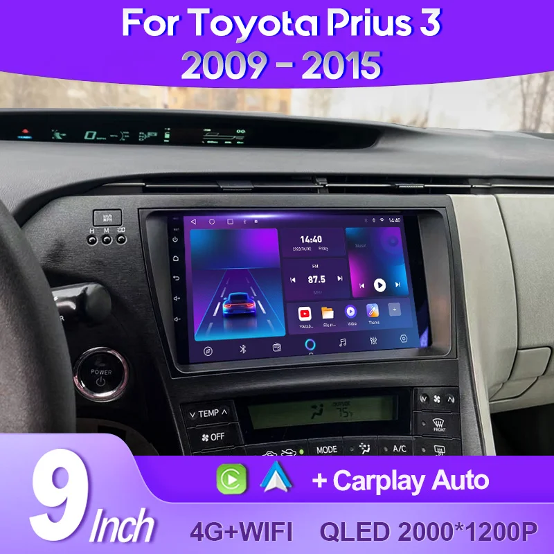 

QSZN для Toyota Prius XW30 2009- 2015 LHD 2K QLED Android 13 автомобильное радио мультимедийный видеоплеер GPS AI голосовое CarPlay головное устройство 4G