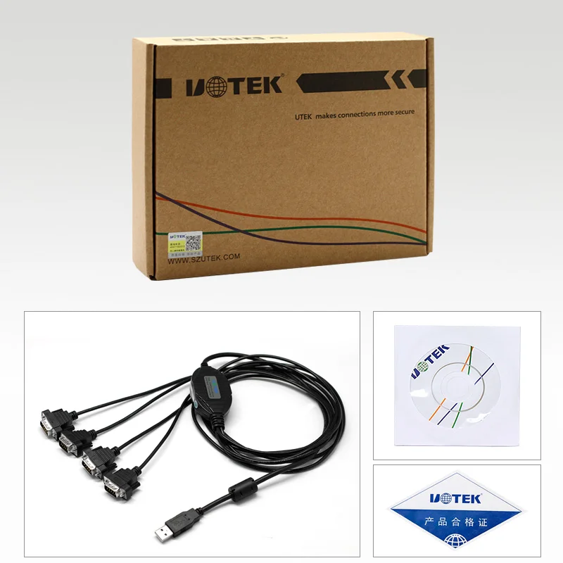 UOTEK RS232 كابل تسلسلي عالي الجودة USB 2.0 إلى RS-232 4 منافذ محول DB9 Com توسيع موصل محول UT-8814 #6