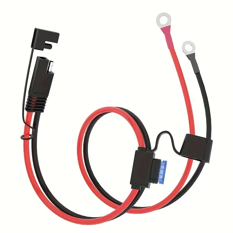 2FT 16AWG SAE to O-Ring Battery Connector Extension Cable with 15A Fuse