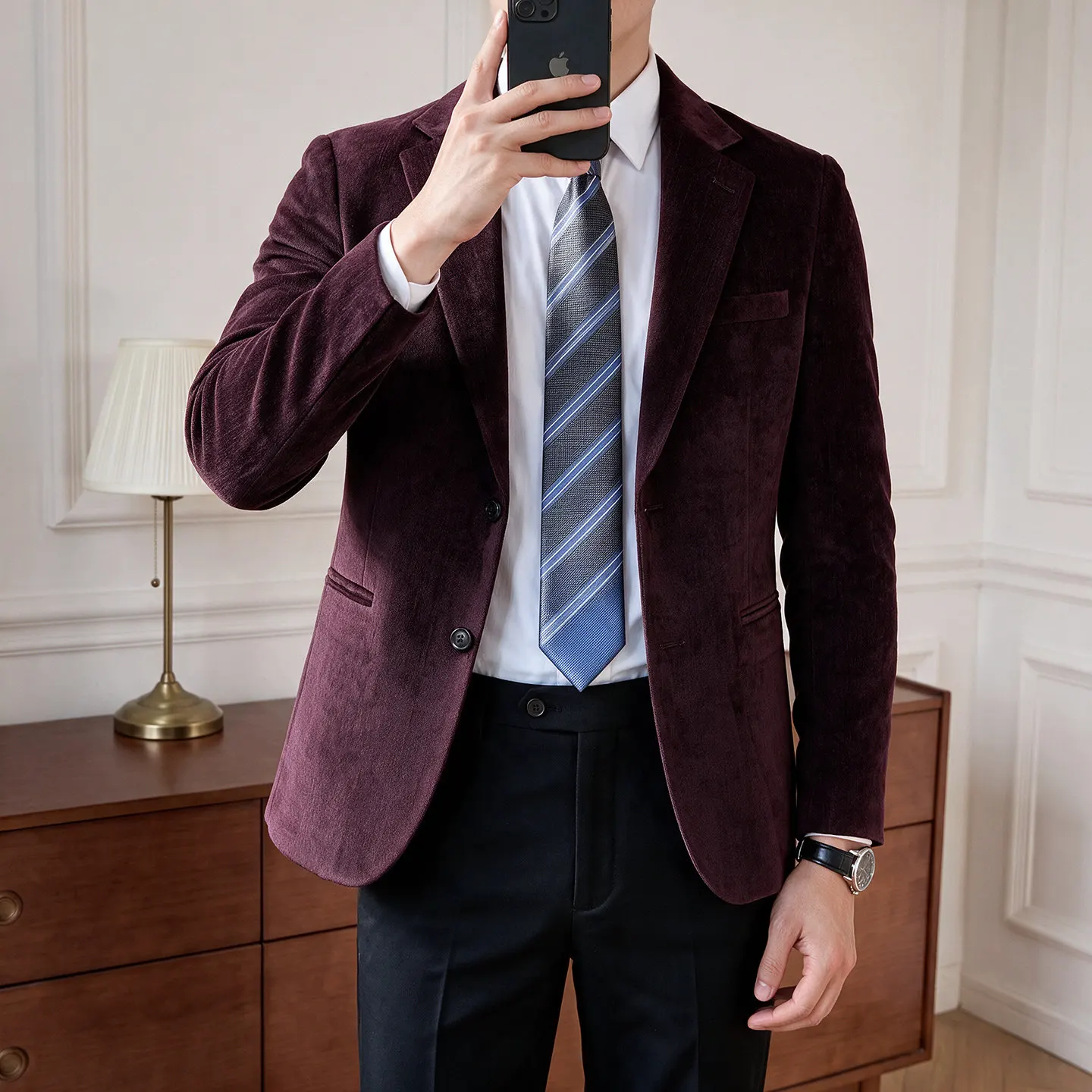 High-Quality Fashionable Casual Silk Shinerel Velvet Texture Commute Suit Jacket Stylish Versatile Trendy Outerwear