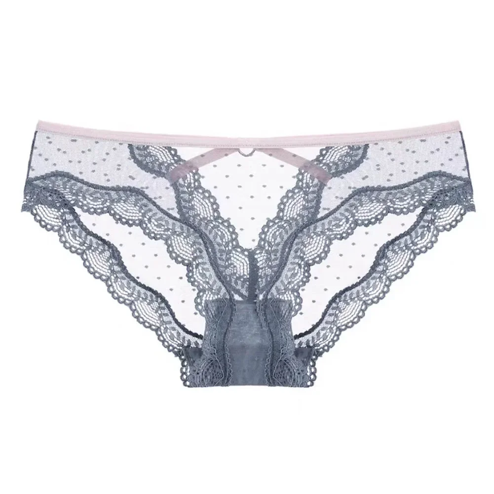 Seksowna bielizna damska koronkowe przezroczyste majtki krótkie jednokolorowe niskiej talii tył V kształt stringi stringi bielizna figi dla kobiet
