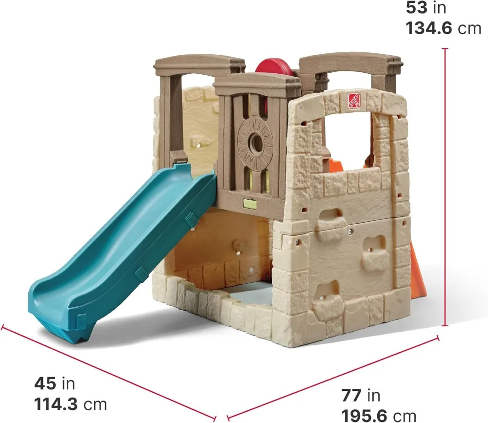 مجموعة لعب الأطفال من Woodland Climber II، للأعمار من 2 إلى 6 سنوات، جدار منزلق وتسلق للأطفال الصغار، ملعب خارجي، إطار بلاستيكي قوي