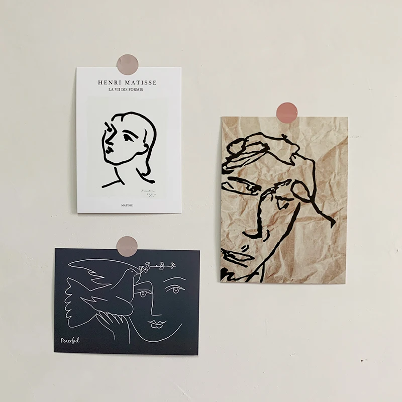 

Modern Minimalist Picasso Line Painting Art Card Room Wall Decor Sticker B&B Wall Mural Card Simple Hand Drawn Illustration