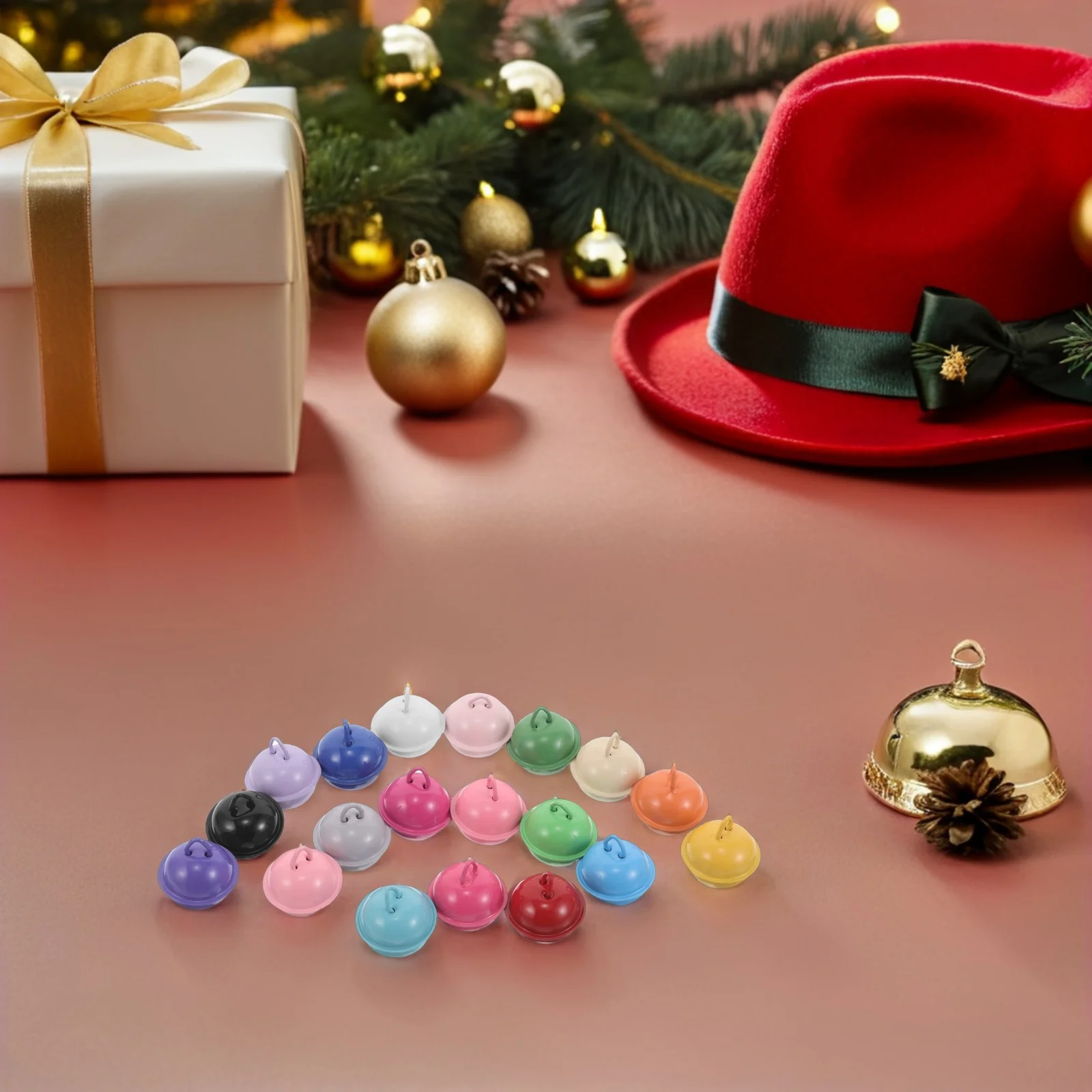 

80pcs 22Mm Colorful Enamel Bells Mini Metal Jingle Bell Pendant For Pet Collar Christmas Tree Decoration Holiday Party Charm Dog