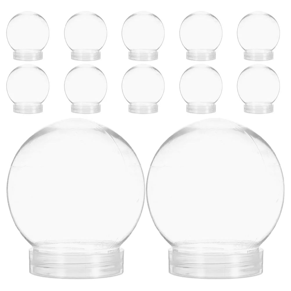 

12Pcs DIY Snow Globe Ornaments Clear Plastic Globe Candy Jar Alternative for Craft Projects Winter Holiday Decor 270Ml