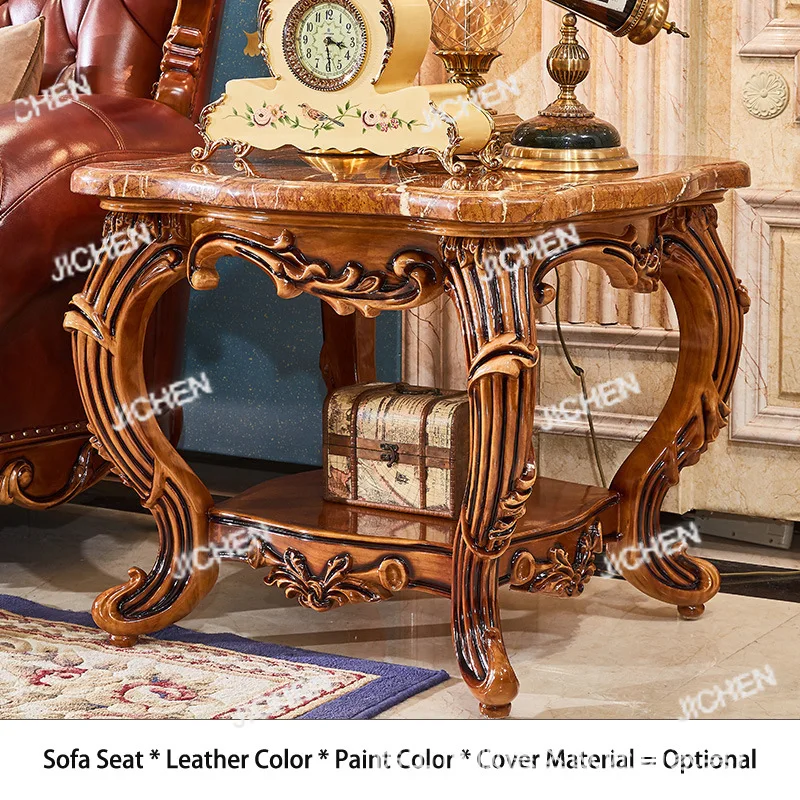 

XH European Solid Wood TV Cabinet Coffee Table Combination Set Furniture European Living Room Bedroom Retro Carved Floor Cabi