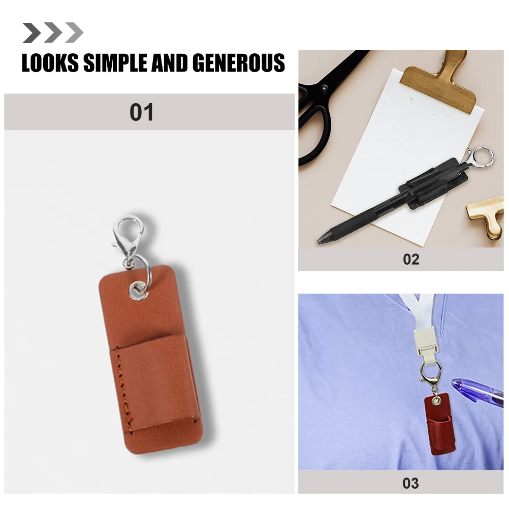 

2Pcs Pen Holder Glasses Sleeve Portable Eyeglasses Storage PU Metal Material Compact Sunglasses Holder Case Keychain Accessory