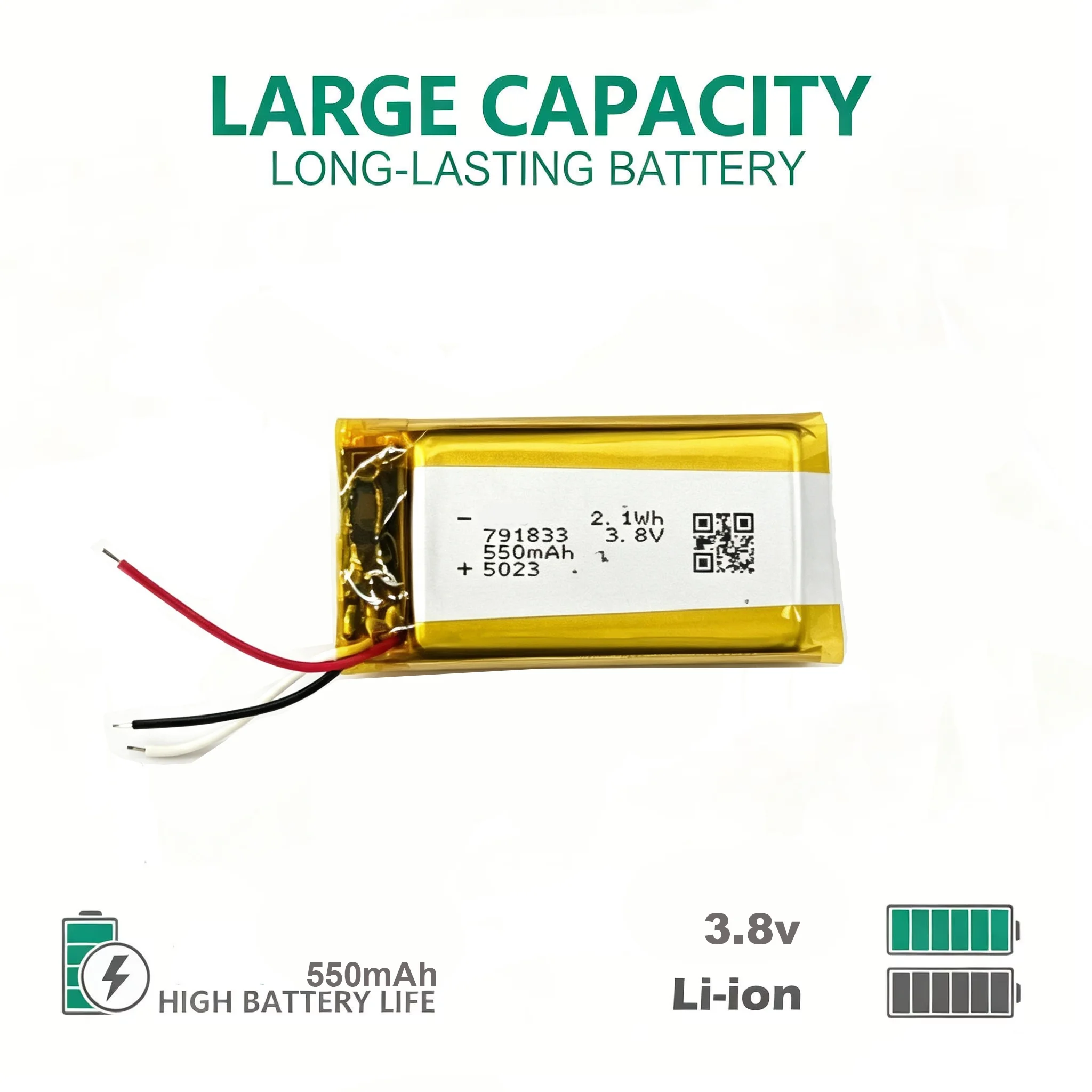 AEC High Voltage Li-Po Battery 261025 50mAh 3.85V Rechargeable Cell for Smart Ring Finger Oximeter Mini Wearable Device