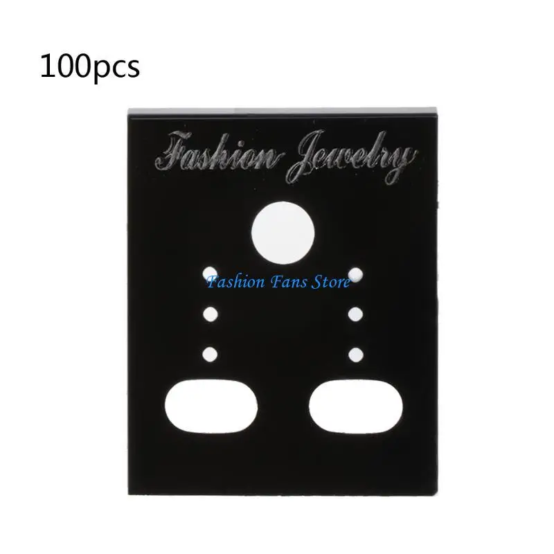 

100 комплектов прямоугольных пластиковых серег-гвоздиков для демонстрации карточек, черная витрина для ювелирных изделий