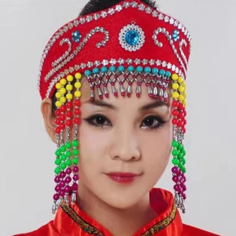 Female Russian Dance Headwear, Ethnic Accessories, Tibetan Dance Hat Performance, Dance Headscarf