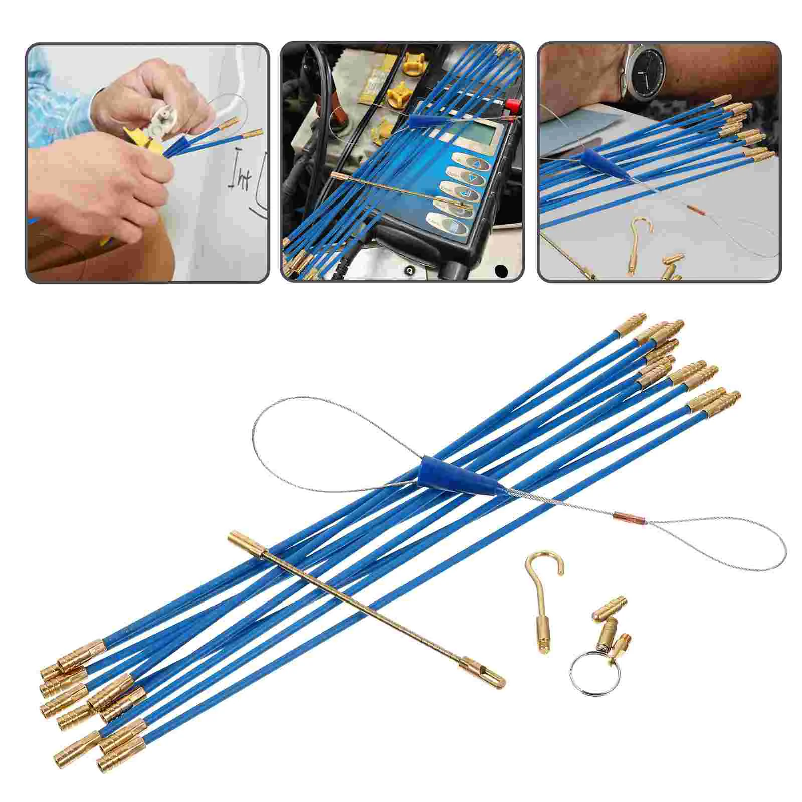 Threader Cable Pullers for Electrical Cables Fiberglass Running Wire Fish Tape Rods Kit Glow Electrician Tools Duct