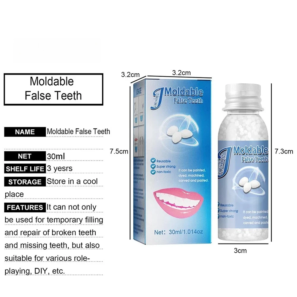 Colle de réparation dentaire en résine, remplissage des espaces dentaires façonnable, réparation temporaire solide des dents, colle pour fausses dents, fournitures dentaires Halloween