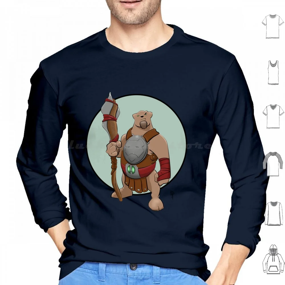 

Толстовки с капюшоном Battle Bear с длинными рукавами Wulfwear Cartoon Fantasy Dnd Rpgs Bears