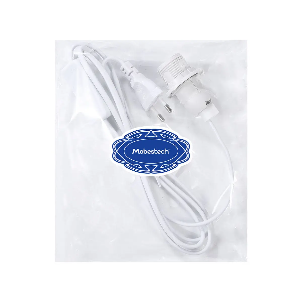 

Удлинитель для лампы с двойным круглым штекером 1,8 м, патрон E14, для спальни, кухни, ванной комнаты, декоративный, с вилкой стандарта ЕС, белый