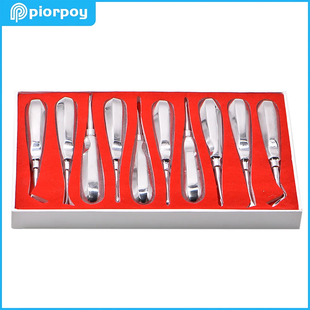 

PIORPOY 10Pcs Dental Elevator Teeth Extraction Tooth Extracting Forceps Stainless Steel Dental Instruments Set Lab Instruments