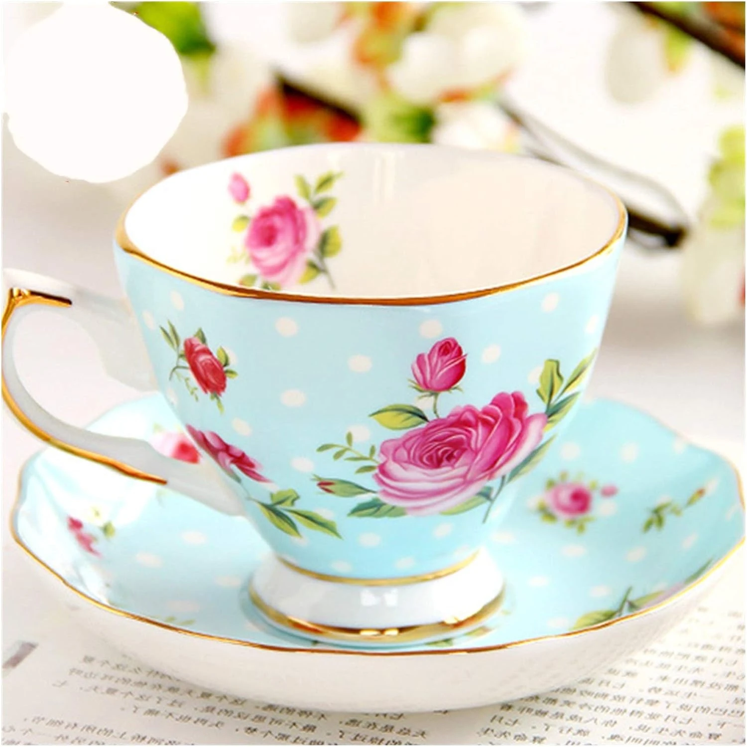 Elegant and Exquisite Complete Bone Porcelain Afternoon Tea Party Coffee Cup Set - Ideal for Hosting a Sophisticated Afternoon T