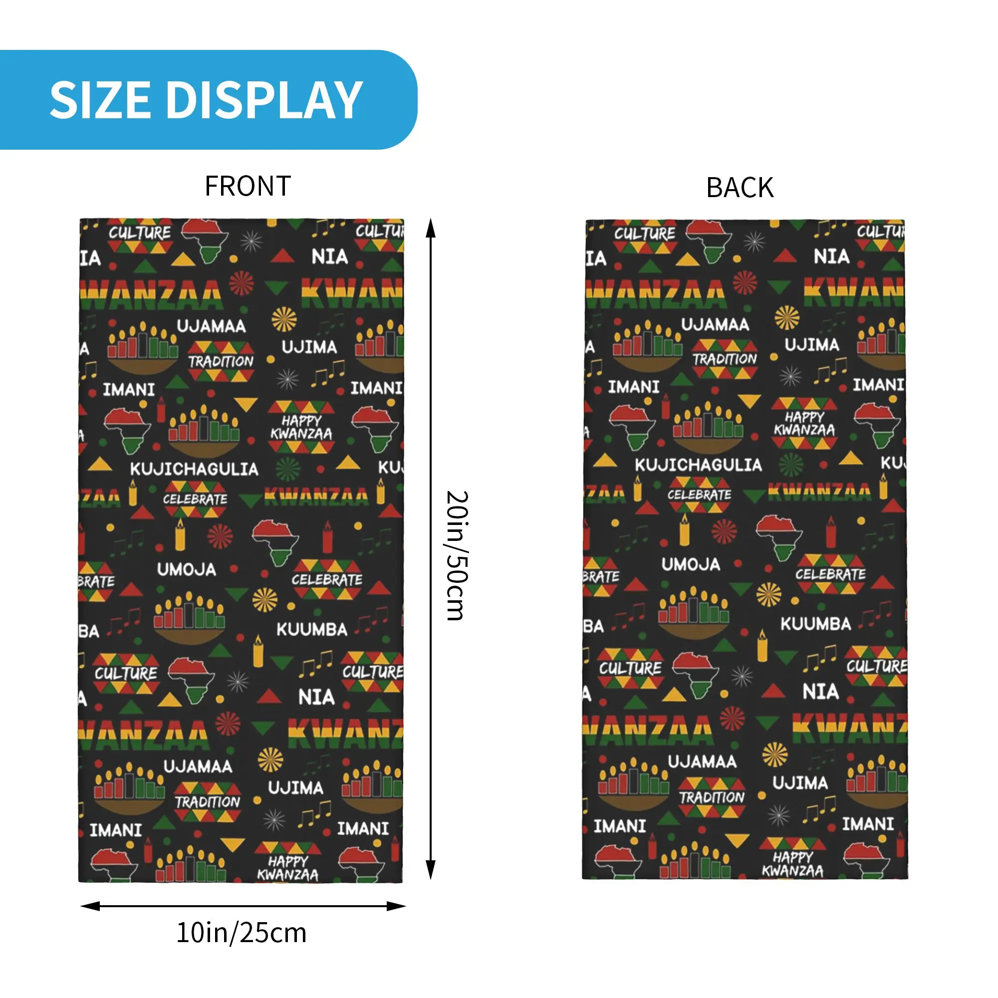 Happy Kwanzaa Celebration Pattern Bandana Neck Cover Printed Mask Scarf Cycling Scarf Hiking Fishing Unisex Adult Winter