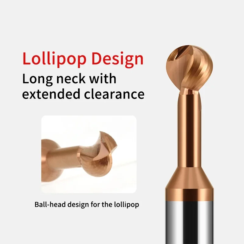 Chowmaster Tungsten Coated Lollipop Ball Cutter Alloy Arch Ball End Milling Cutter Forming Milling Cutter Ball R0.5-R10mm