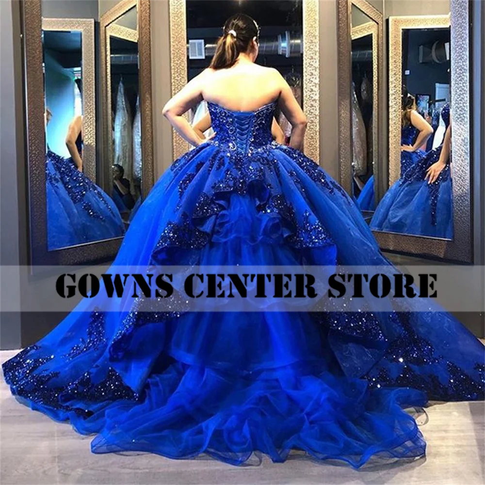 Red Half Sleeve Quinceanera Dresses Ball Gown Formal Prom Graduation Gowns Royal Blue Sweet 15 Dress vestidos de 15 años