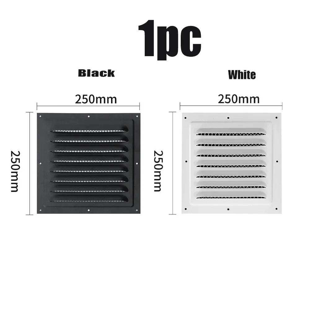 Square Louvred Wall Vent Air Vent Grille Stainless Steel Metal Ventilation Cover Insect Screen White Black Exhaust Vent Ceiling