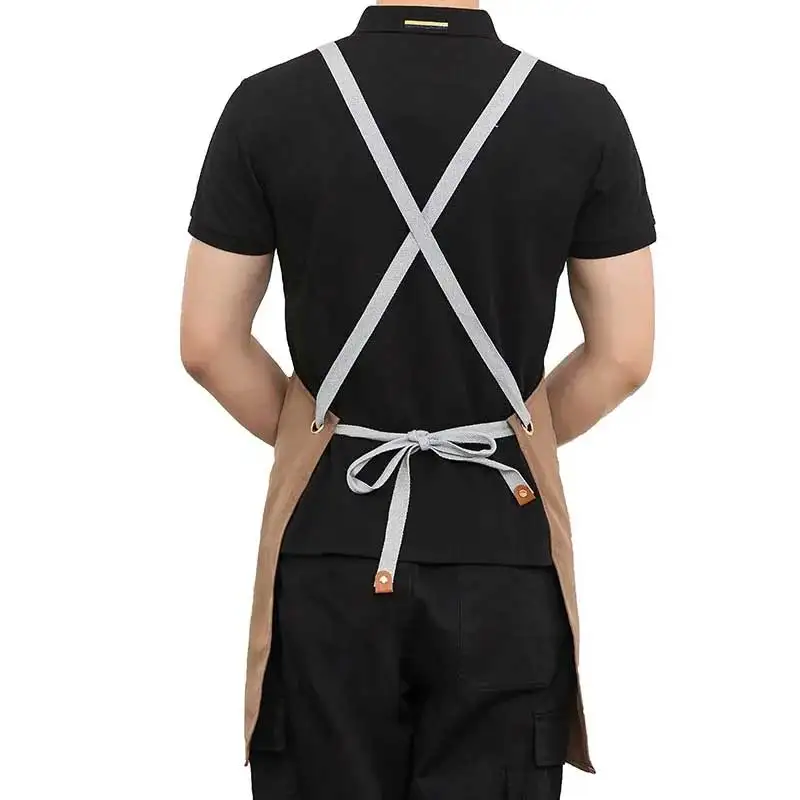 Waterproof Kitchen Apron For Women/Men With Pockets Work Mandil Cleaning Pinafore Restaurant Shop Waiter Work Uniform