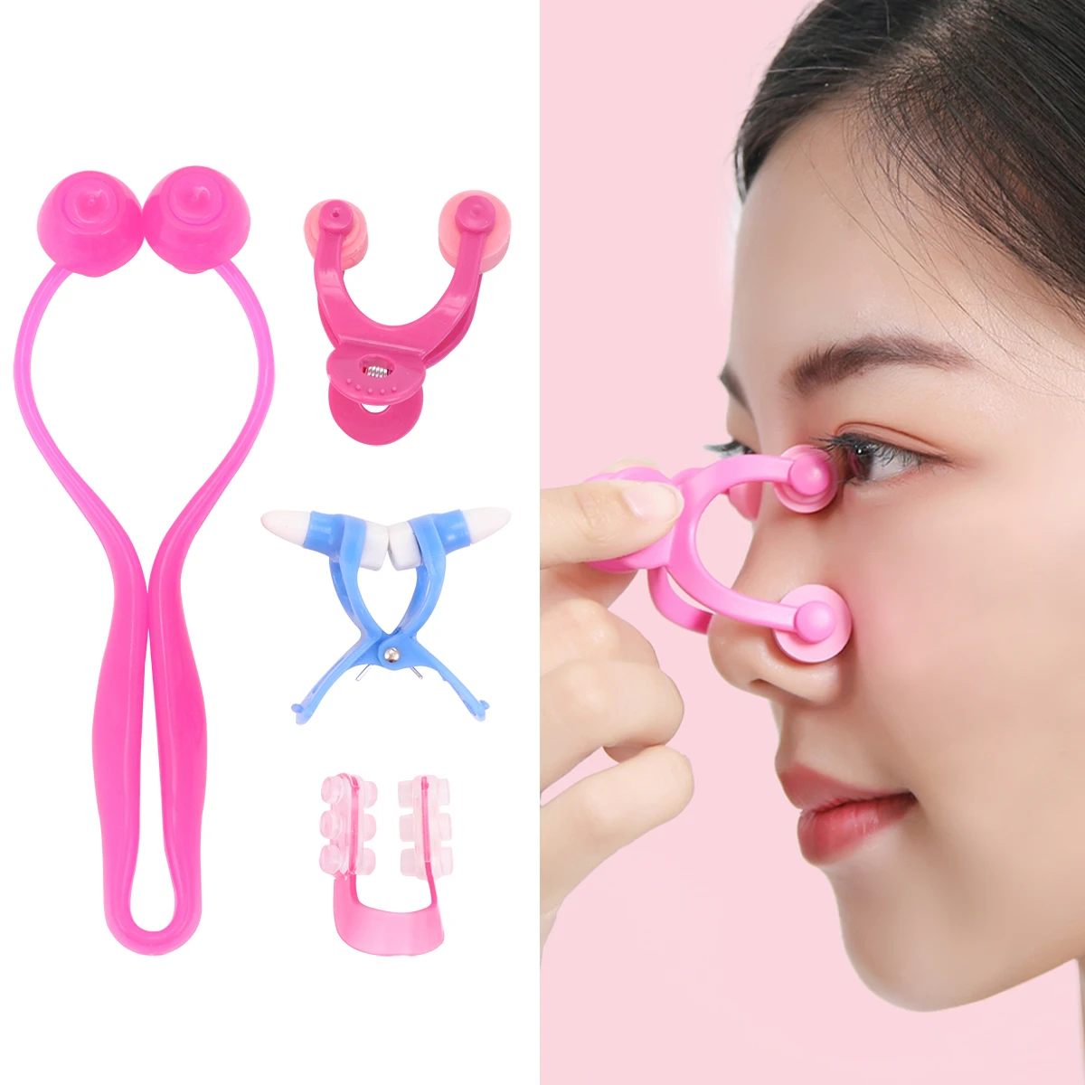

4pcs Nose Bridge Clips Plastic Nasal Corrector Splint For Lifting Flat Droopy Noses Straightening Humps Non-Invasive Face Beauty