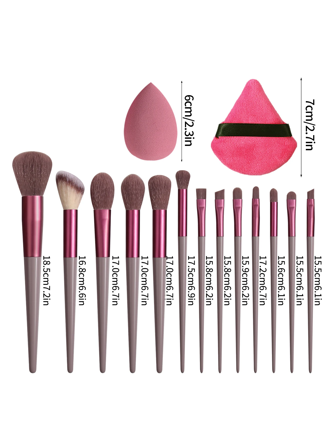 Um conjunto de pincéis de maquiagem de alta qualidade de 17 peças, incluindo uma escova facial multifuncional e um conjunto de esponja de maquiagem super macia em pó