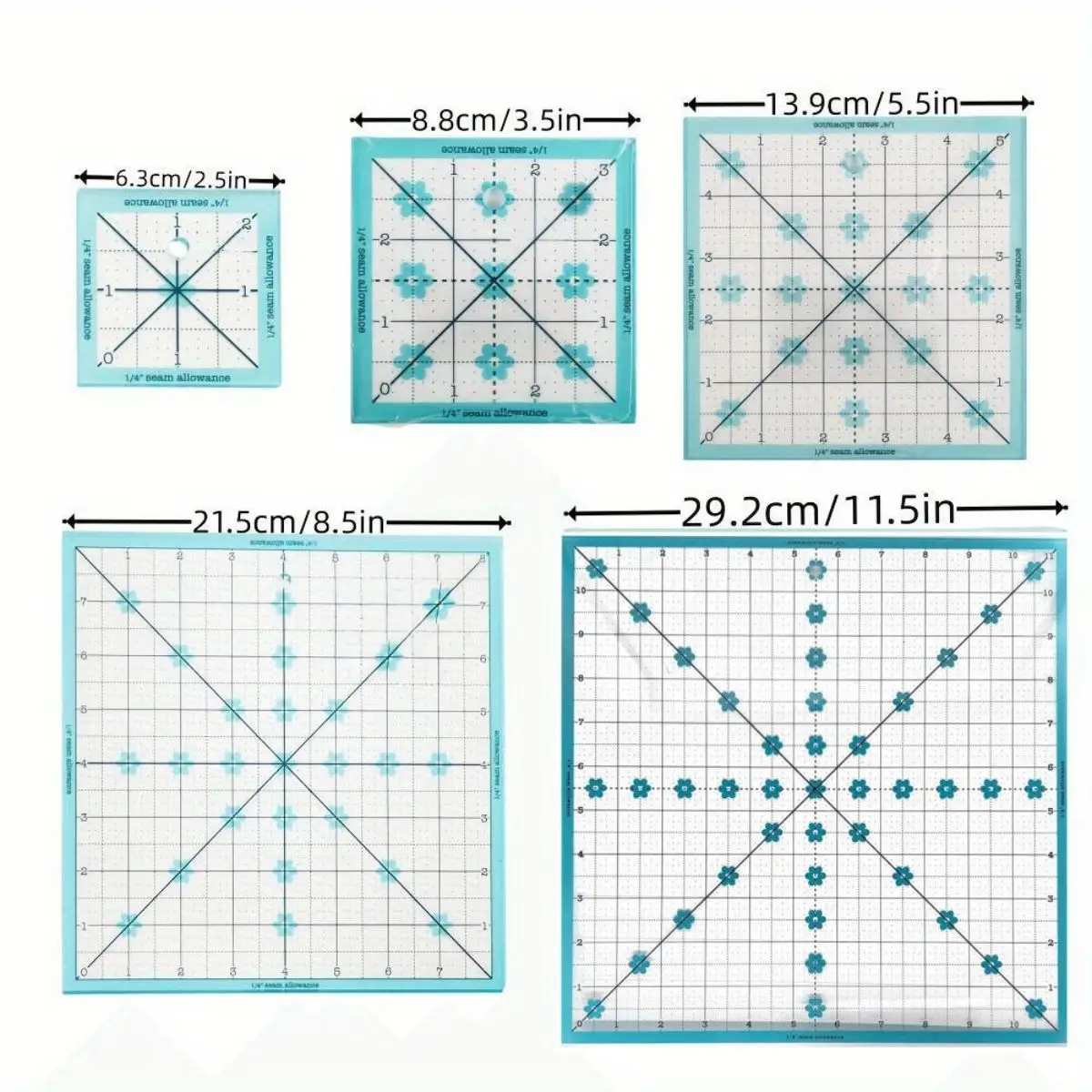 5 Sets of Sewing Ruler, Acrylic Square Ruler, Handmade DIY Tools, Beginner Sewing Ruler, Sewing Template, Holiday Birthday Gift