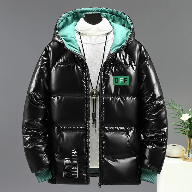 2022 Men Shiny Winter Jacket Hooded Thick Warm Cotton Outwear Man Waterproof Parka Coats Windbreaker Parkas Male Winter Clothing