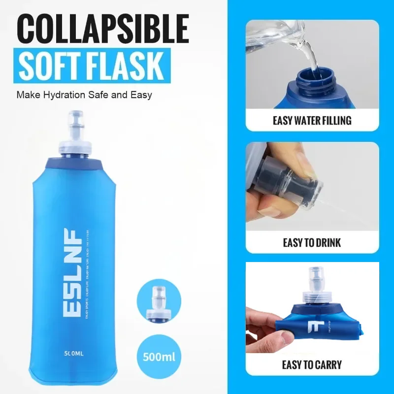 ESLNF Soft Camping Drinking Water Bottle Folding Sport Water Bag Flask Outdoor Running Cycling Hydration Pack view 4