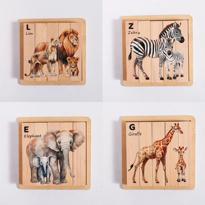 3D Stereo Puzzle Wooden Prairie Animal Jigsaw Puzzle Educational Toys For Babies Handmade Craft Room Decoration Children's Gift