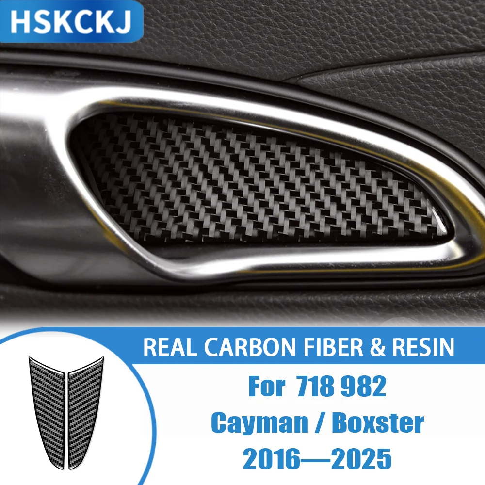 

Carbon Fiber Car Accessories Inner Door Handle Barrel Bowl Panel Interior Cover Trim Sticker For Porsche 718 982 Cayman Boxster