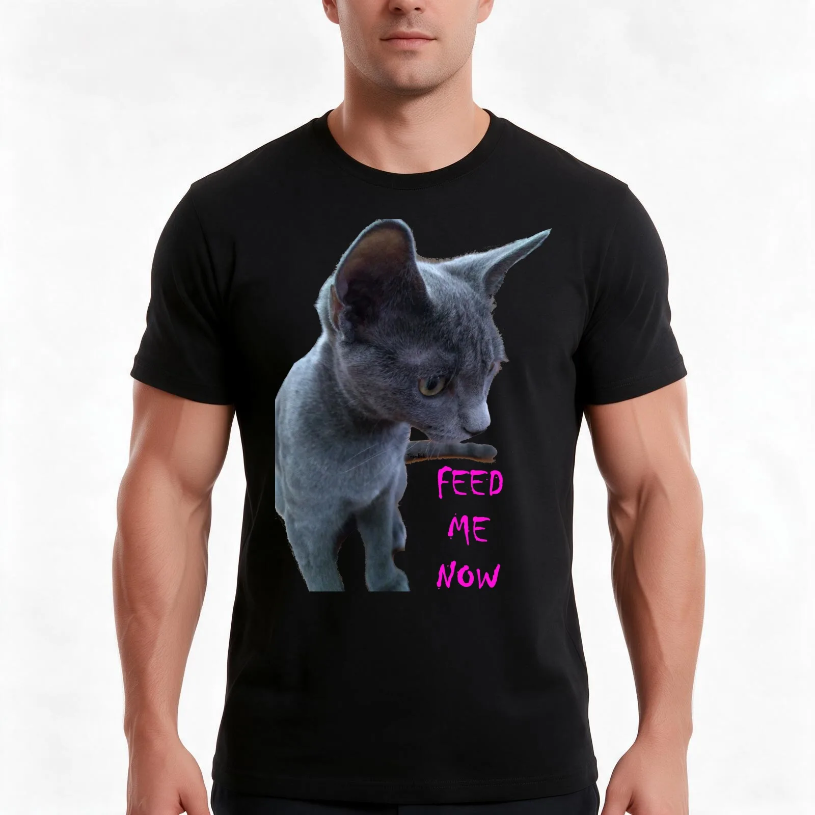 TeamBob Feed Me Now T-Shirt, Summer Casual Cotton Tee, Oversized Streetwear Tops, Vintage Graphic Print, Loose Fit Short Sleeve