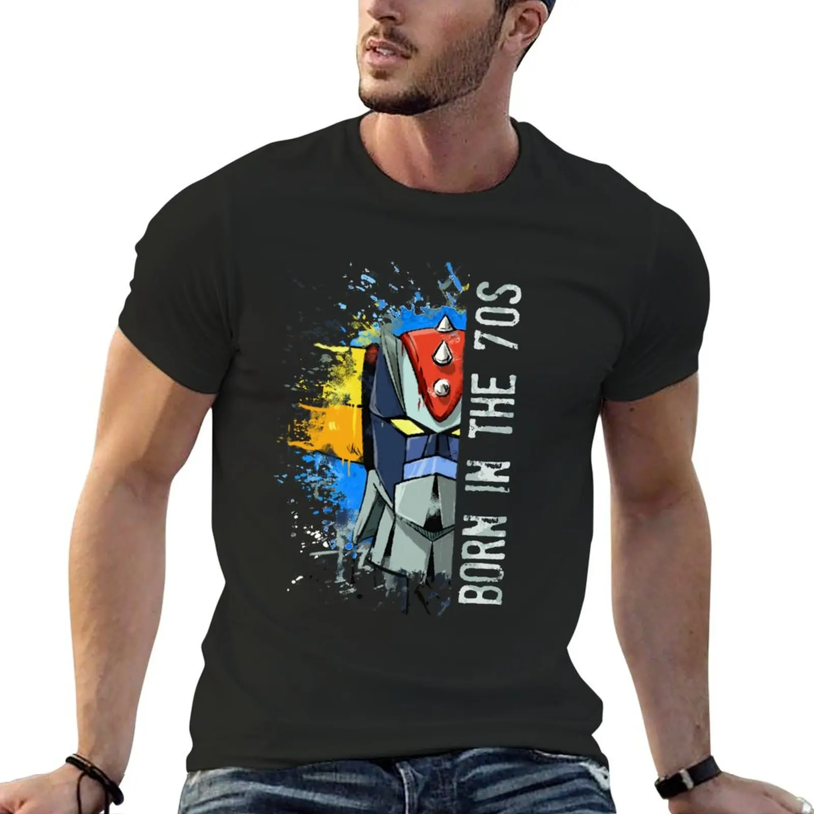 Ufo Robot Goldrake - Born In The Seventies T-Shirt Blouse heavyweights hippie clothes Men's t-shirts