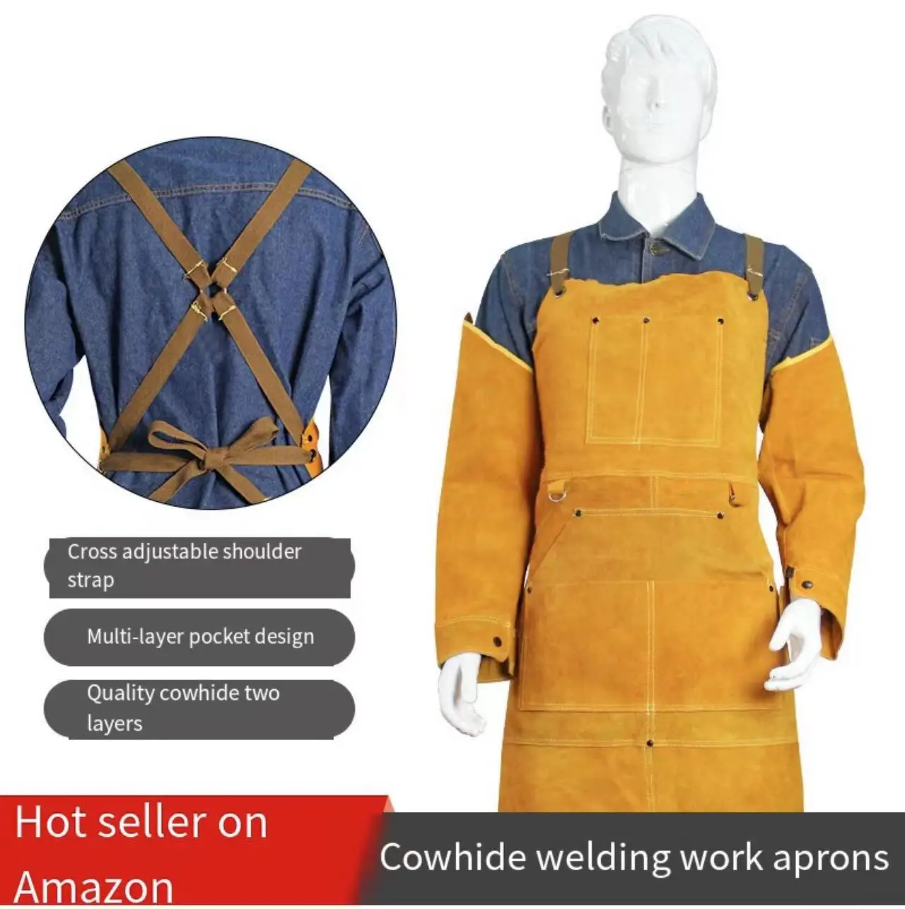 

Free Shipping Electric Welding Protective Clothing Welder Overalls Anti-Scalding Heat Insulation Cowhide Apron