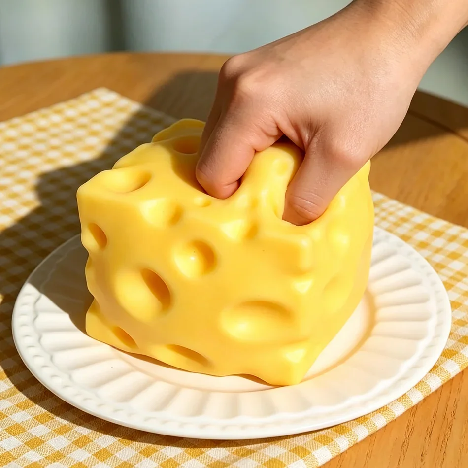 1-20PCS Slow Rising Realistic Cheese Shaped Squishy Toy Stress Relief Soft Fidget Ball for Office Desk Decor Anxiety Gift