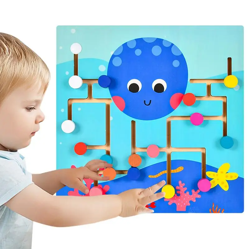 

Toy Slide Puzzle Color Wooden Octopus Color Matching Brain Teasers Montessori Logic Game For Boys And Girls Ages 4-6 Enhances