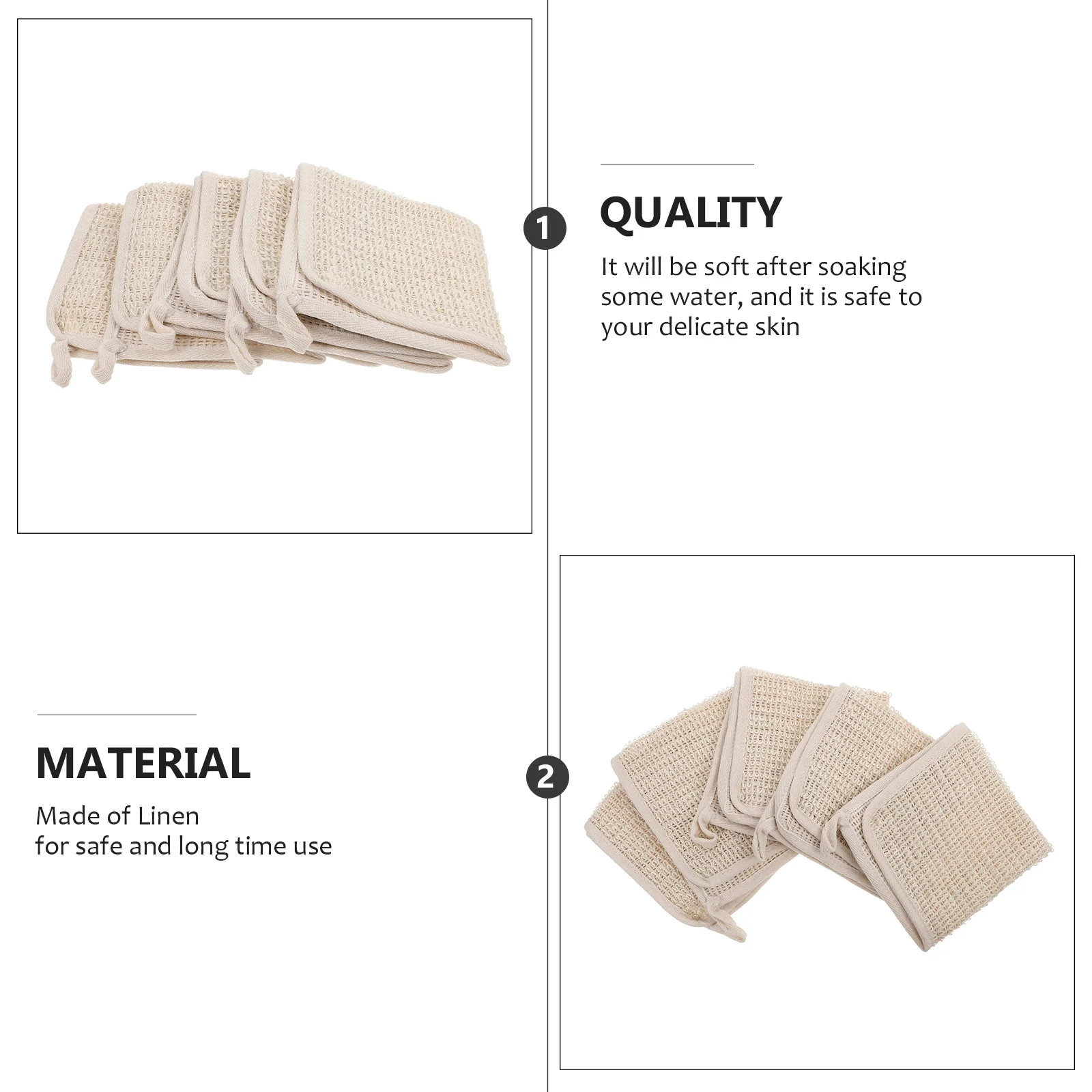 

5Pcs Shower Towel Linen Square Body Wipe Exfoliation Massage Foam Rich Bathing Accessory Bathing Towel Body Bath Flower