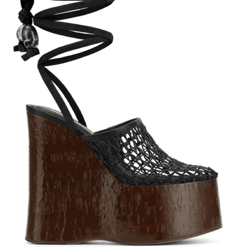 Women Round Toe Mesh Surface High Heels Sandals for Woman's Round Toe Ankle Lace-Up Platform Botas Mujer 2025 Summer Sandals