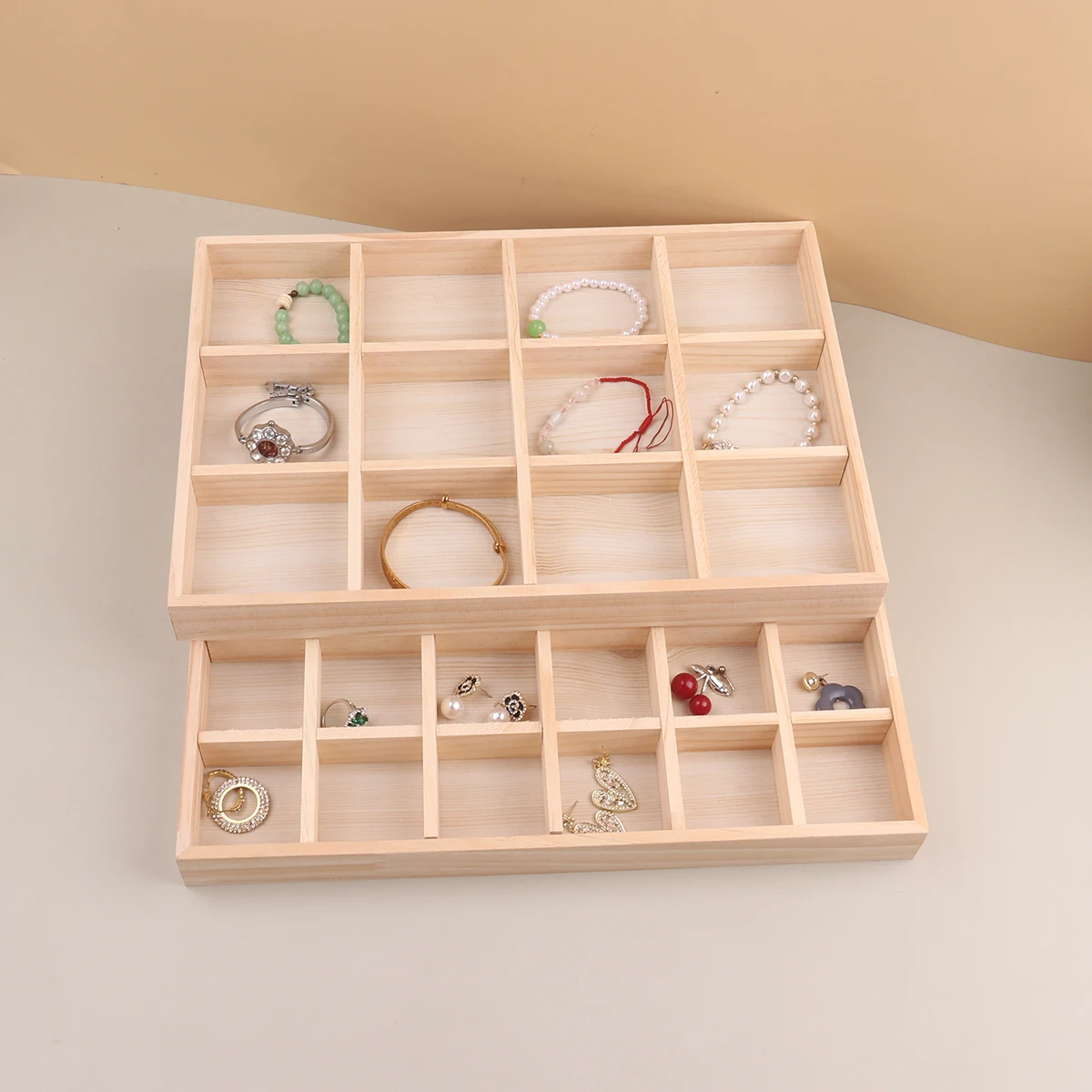 

Wooden Jewelry Display Stackable Exquisite Jewellery Holder Portable Ring Earrings Necklace Organizer Box organizator de boys