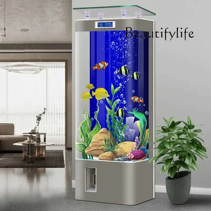 NV Water-free household fish tank living room new small floor-to-ceiling glass integrated smart goldfish aquarium W